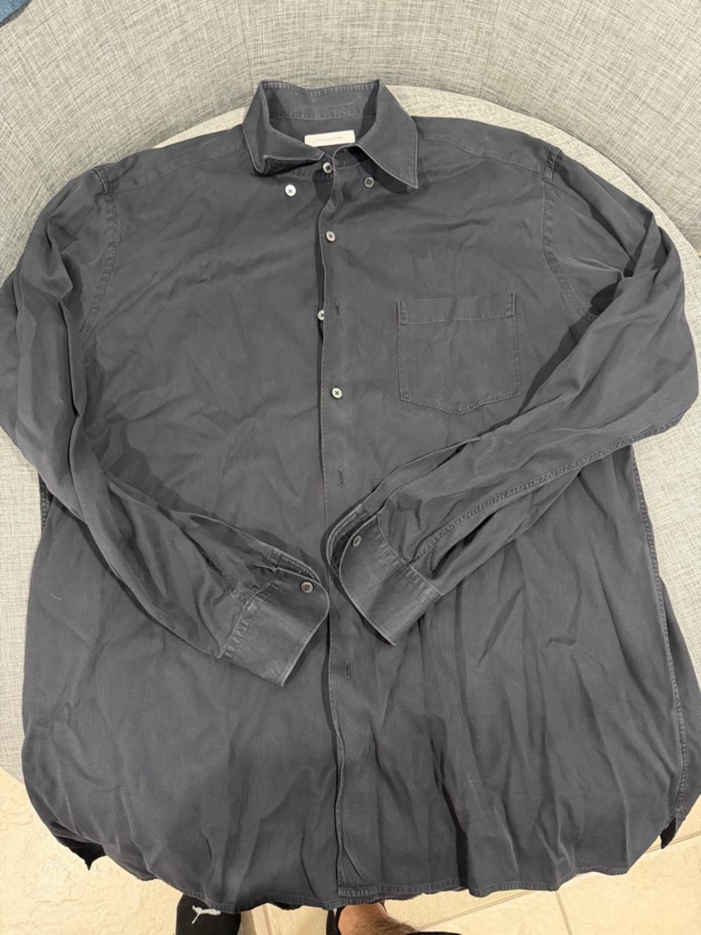 Ermenegildo Zegna Slate Gray Long-Sleeve Dress Shirt